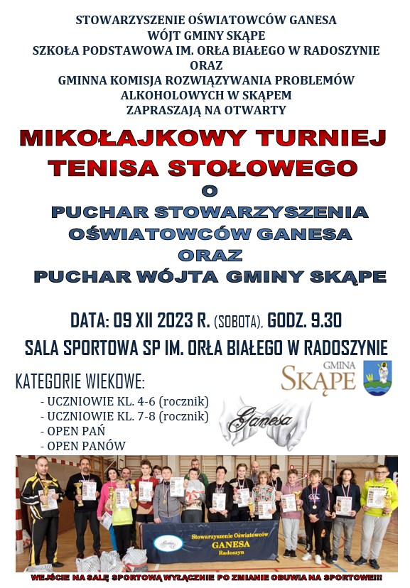 zaproszenie na turniej tenisa stołowego