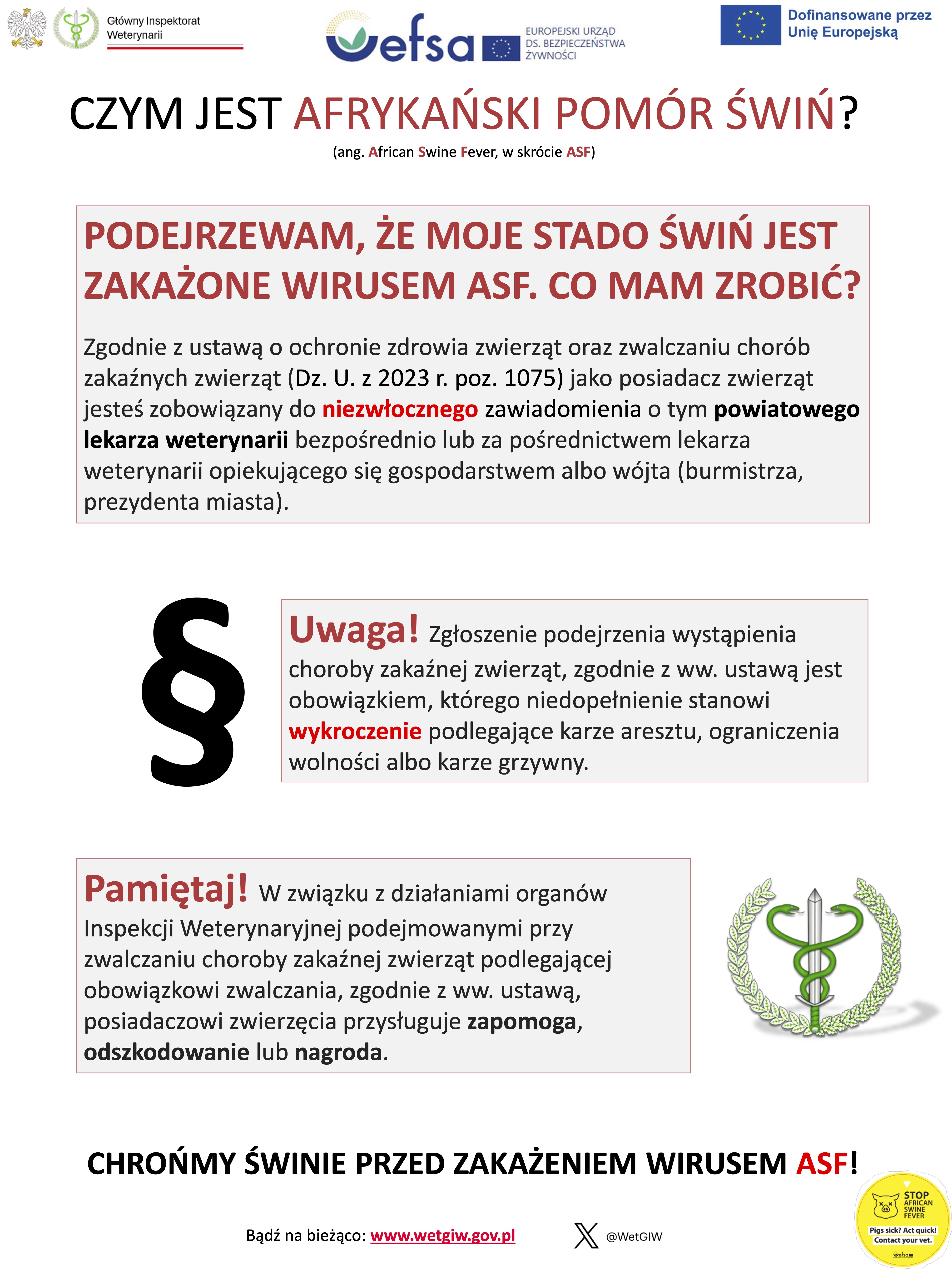 Afrykański Pomór Świń - ASF - informacje